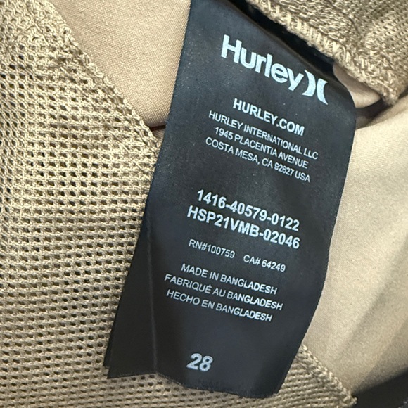 Men's Hurley Tan Shorts Size 28 Hybrid Quick Dry - Picture 4 of 7